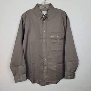 10X Mens Shirt Large Long Sleeve Gray Button Up Casual Work Hunting Outdoors